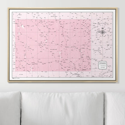 Push Pin Wyoming Map (Pin Board) - Pink Color Splash CM Pin Board