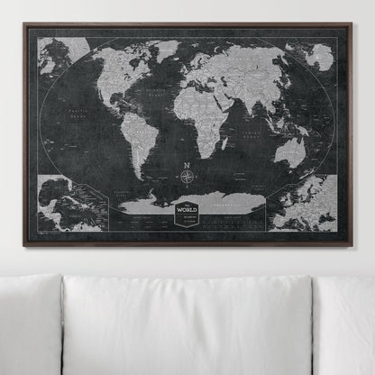 Push Pin World (Winkel Tripel) Map (Pin Board) - Modern Slate CM Pin Board