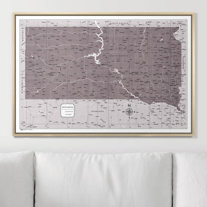 Push Pin South Dakota Map (Pin Board) - Dark Brown Color Splash CM Pin Board