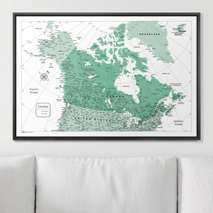 Push Pin Canada Map (Pin Board) - Green Color Splash CM Pin Board