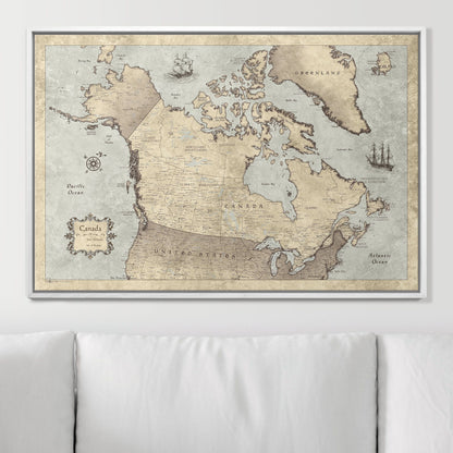 Push Pin Canada Map (Pin Board) - Rustic Vintage CM Pin Board