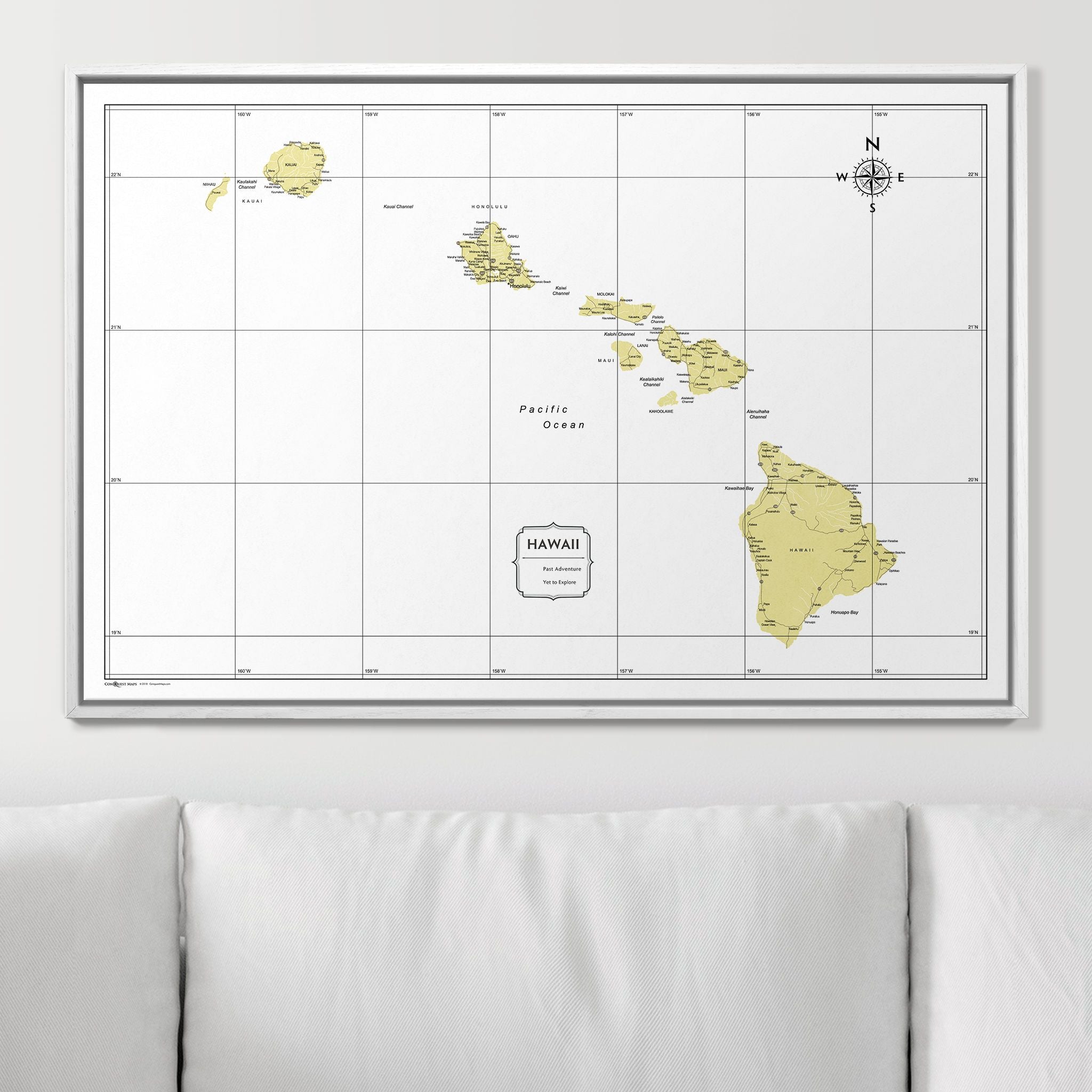 Push Pin Hawaii Map (Pin Board) - Yellow Color Splash CM Pin Board