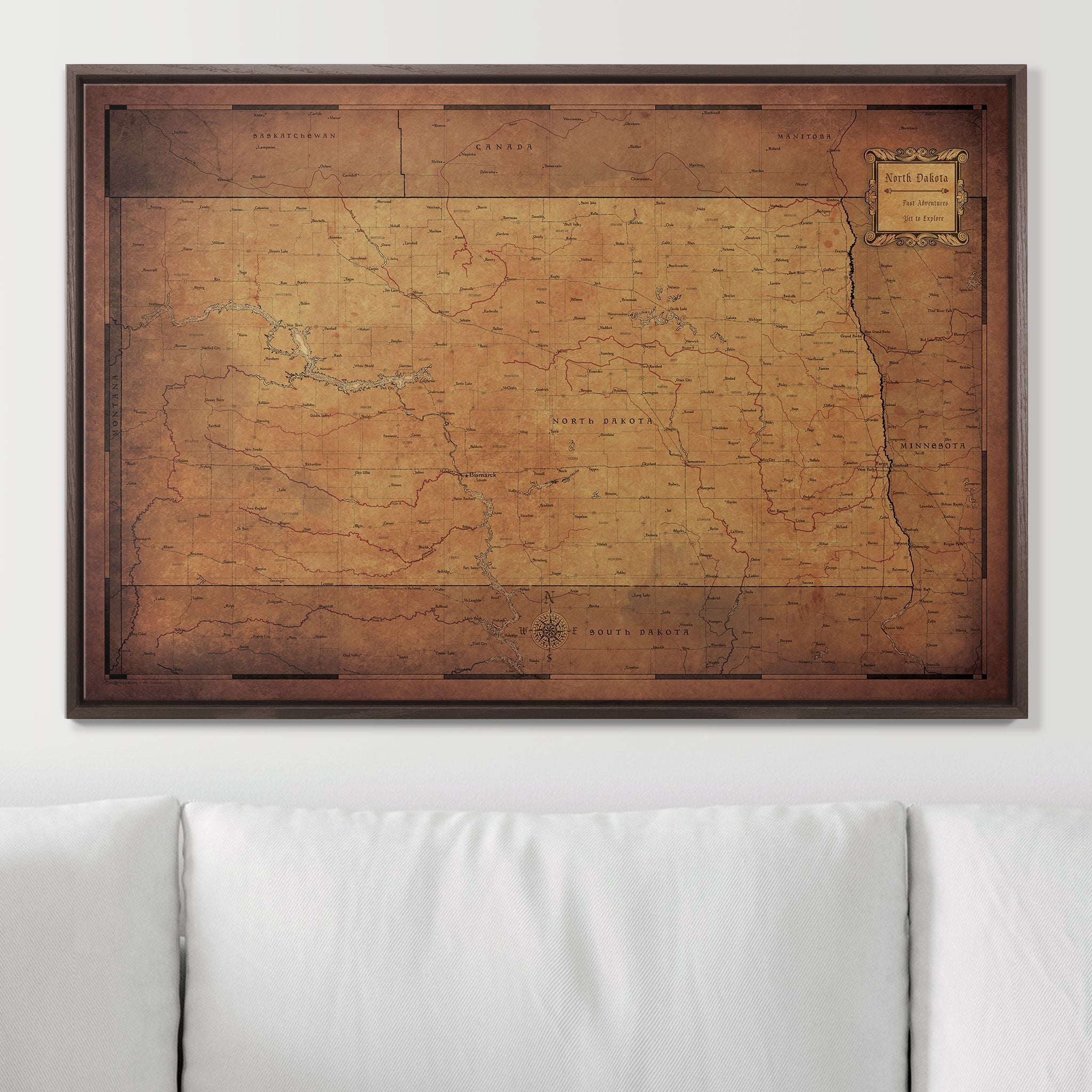 Push Pin North Dakota Map (Pin Board) - Golden Aged CM Pin Board