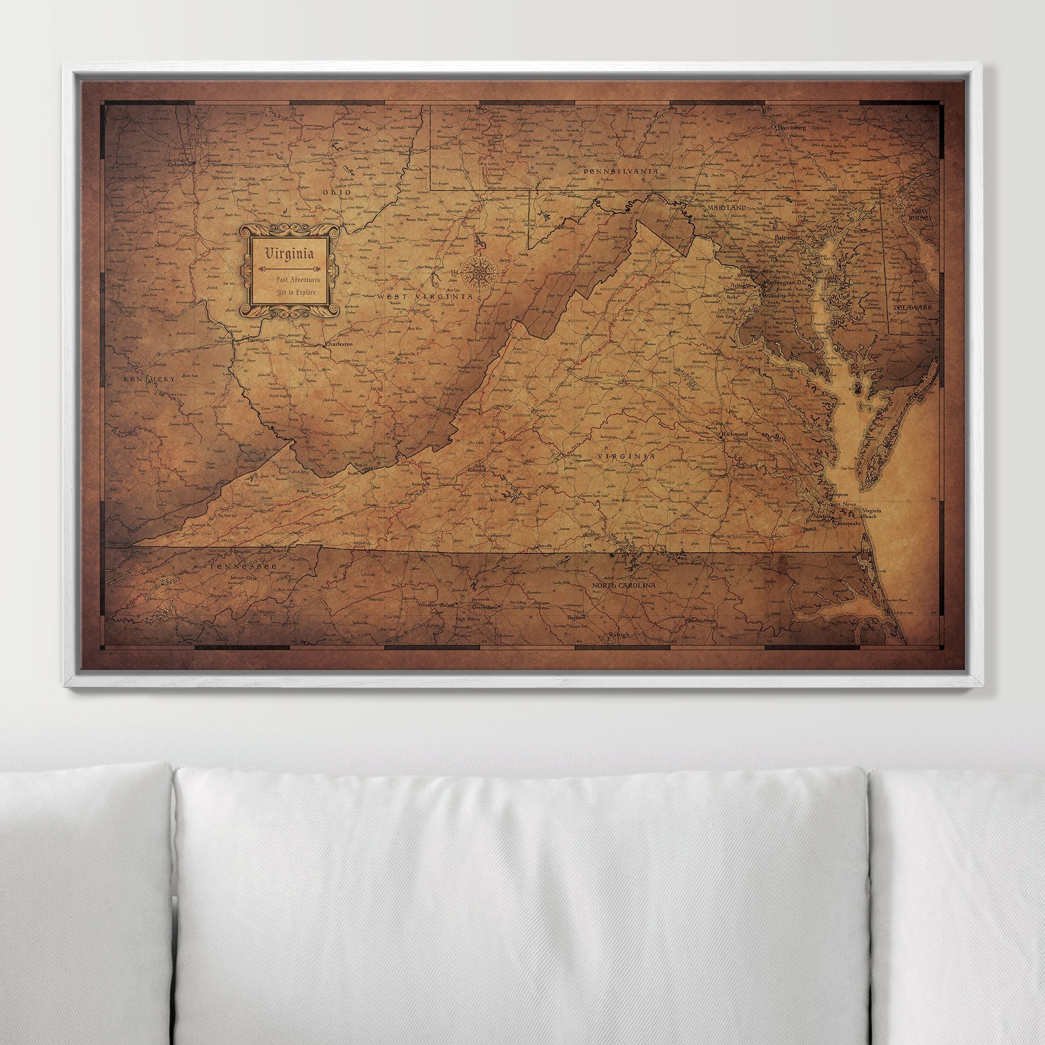 Push Pin Virginia Map (Pin Board) - Golden Aged CM Pin Board