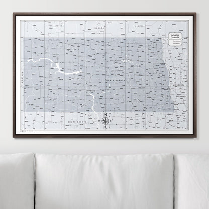 Push Pin North Dakota Map (Pin Board) - Light Gray Color Splash CM Pin Board