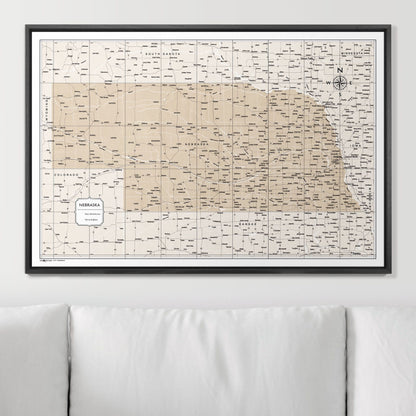 Push Pin Nebraska Map (Pin Board) - Light Brown Color Splash CM Pin Board