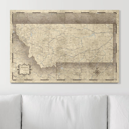 Push Pin Montana Map (Pin Board) - Rustic Vintage CM Pin Board