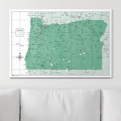 Push Pin Oregon Map (Pin Board) - Green Color Splash CM Pin Board