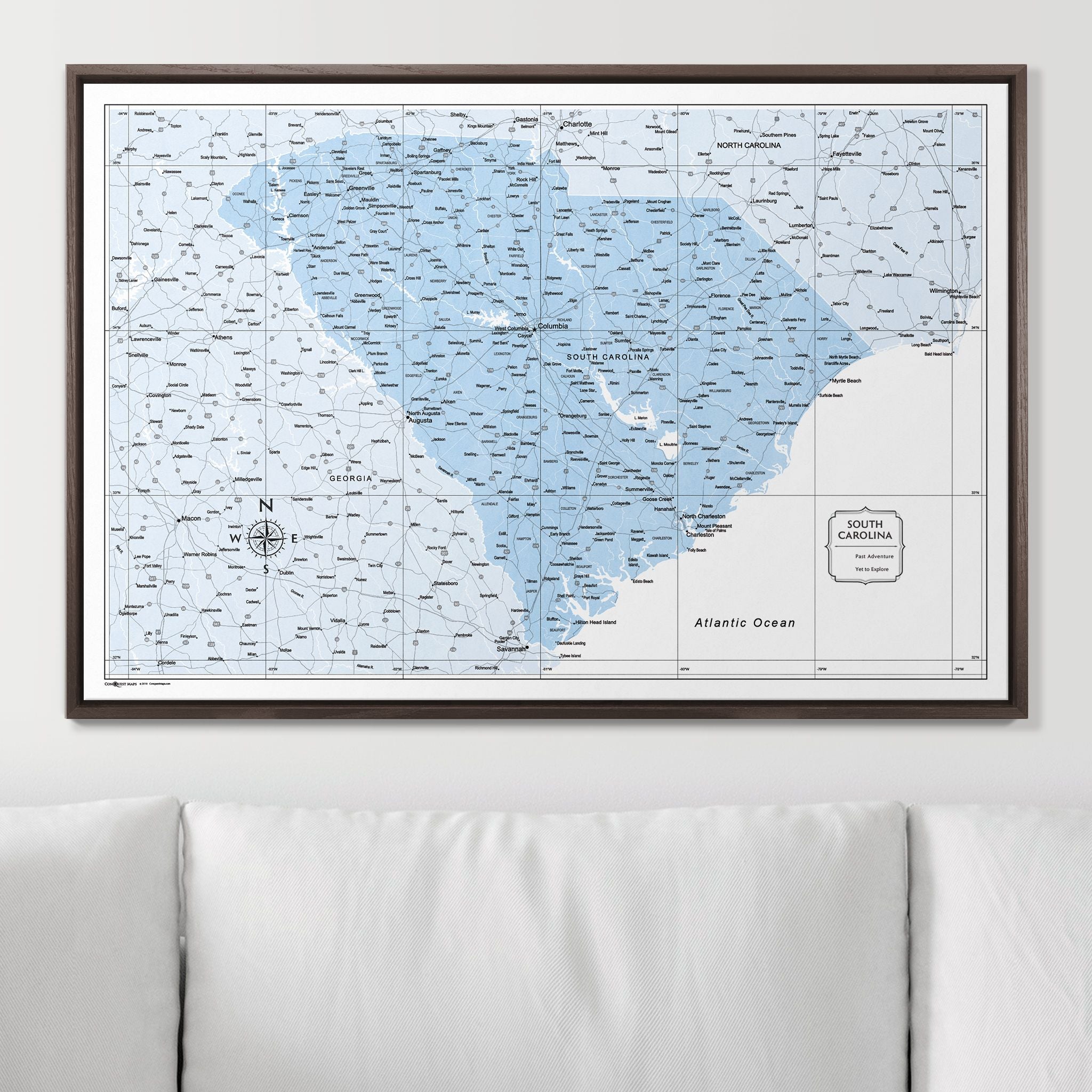 Push Pin South Carolina Map (Pin Board) - Light Blue Color Splash CM Pin Board