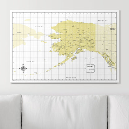 Push Pin Alaska Map (Pin Board) - Yellow Color Splash CM Pin Board