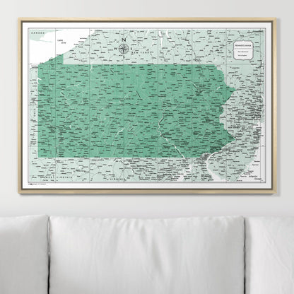 Push Pin Pennsylvania Map (Pin Board) - Green Color Splash CM Pin Board