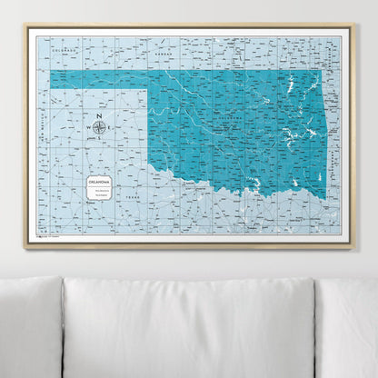 Push Pin Oklahoma Map (Pin Board) - Teal Color Splash CM Pin Board