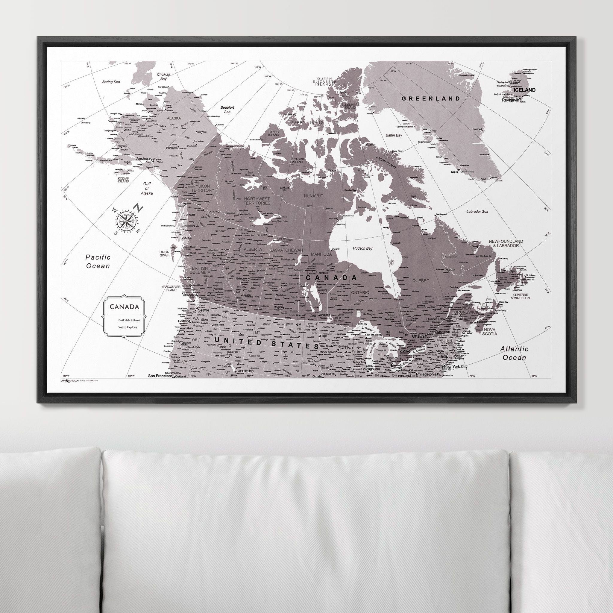 Push Pin Canada Map (Pin Board) - Dark Brown Color Splash CM Pin Board