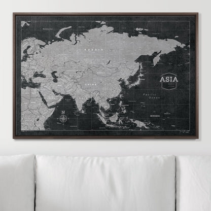 Push Pin Asia Map (Pin Board) - Modern Slate CM Pin Board