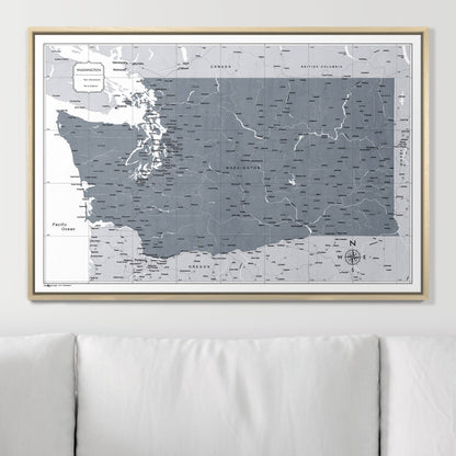 Push Pin Washington Map (Pin Board) - Dark Gray Color Splash CM Pin Board