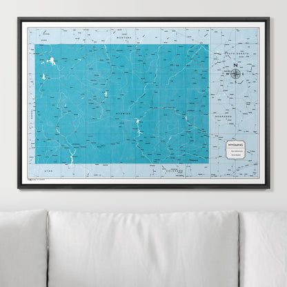 Push Pin Wyoming Map (Pin Board) - Teal Color Splash CM Pin Board