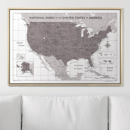 Push Pin National Parks Map (Pin Board) - Dark Brown Color Splash CM Pin Board