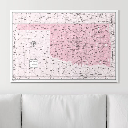 Push Pin Oklahoma Map (Pin Board) - Pink Color Splash CM Pin Board