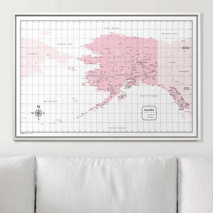 Push Pin Alaska Map (Pin Board) - Pink Color Splash CM Pin Board