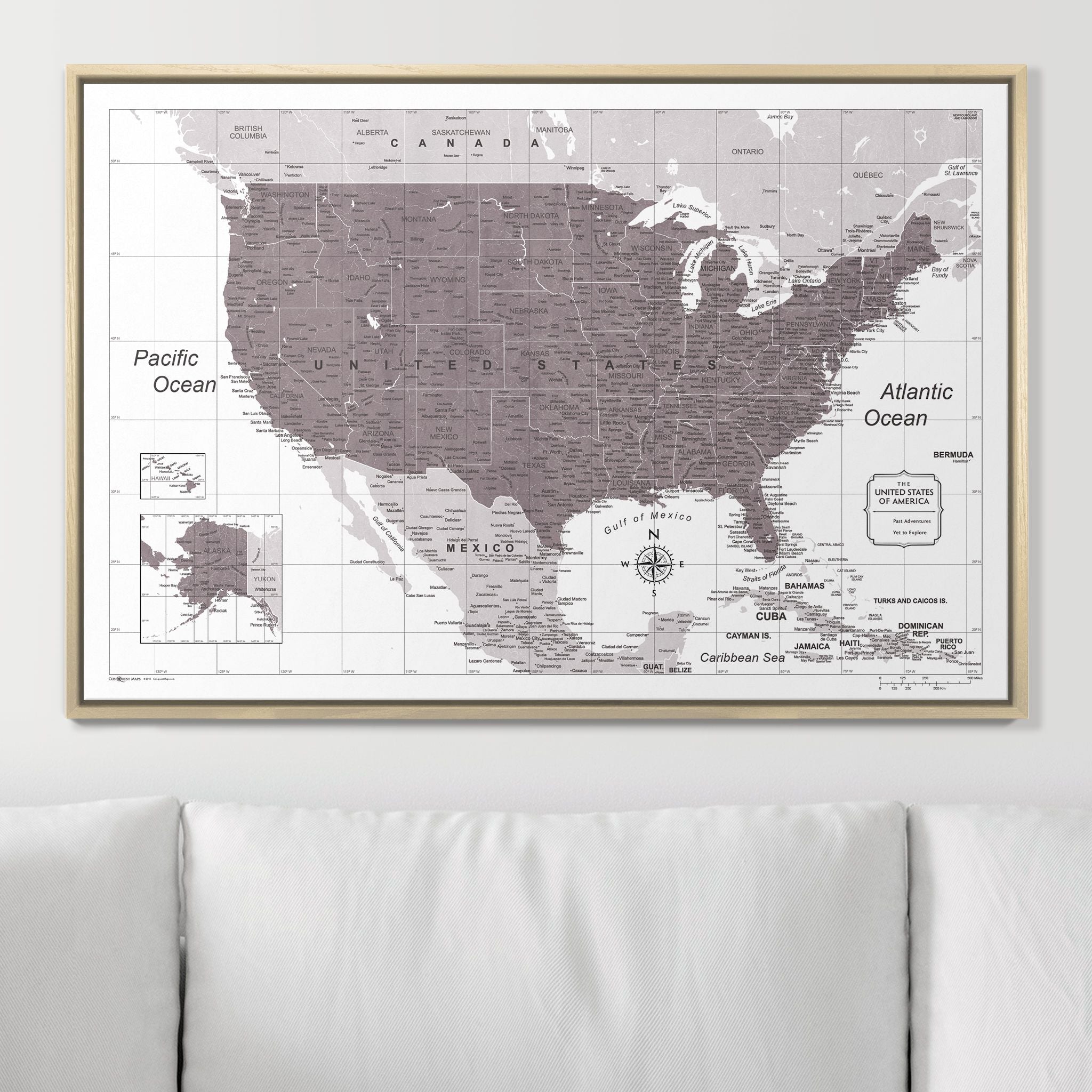 Push Pin USA Map (Pin Board) - Dark Brown Color Splash CM Pin Board