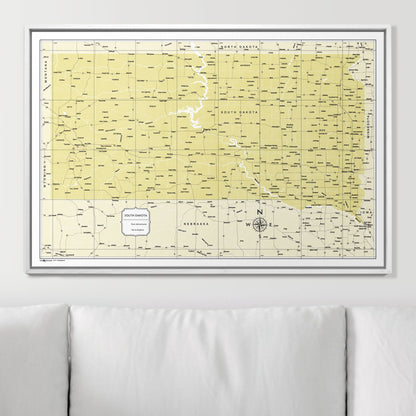 Push Pin South Dakota Map (Pin Board) - Yellow Color Splash CM Pin Board