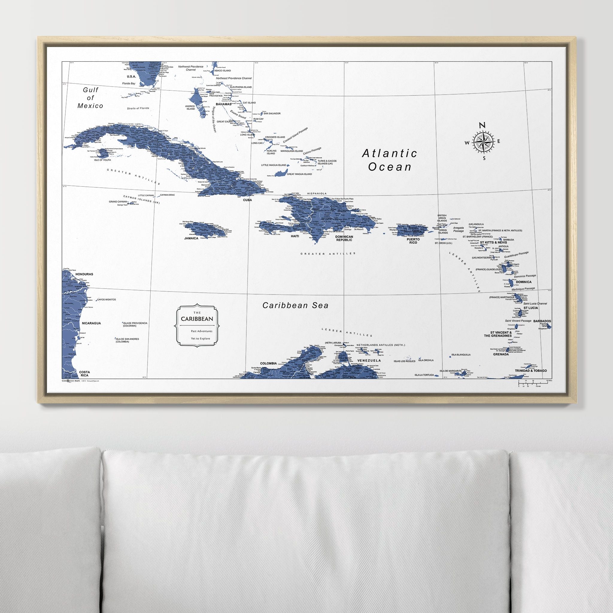 Push Pin Caribbean Map (Pin Board) - Navy Color Splash CM Pin Board