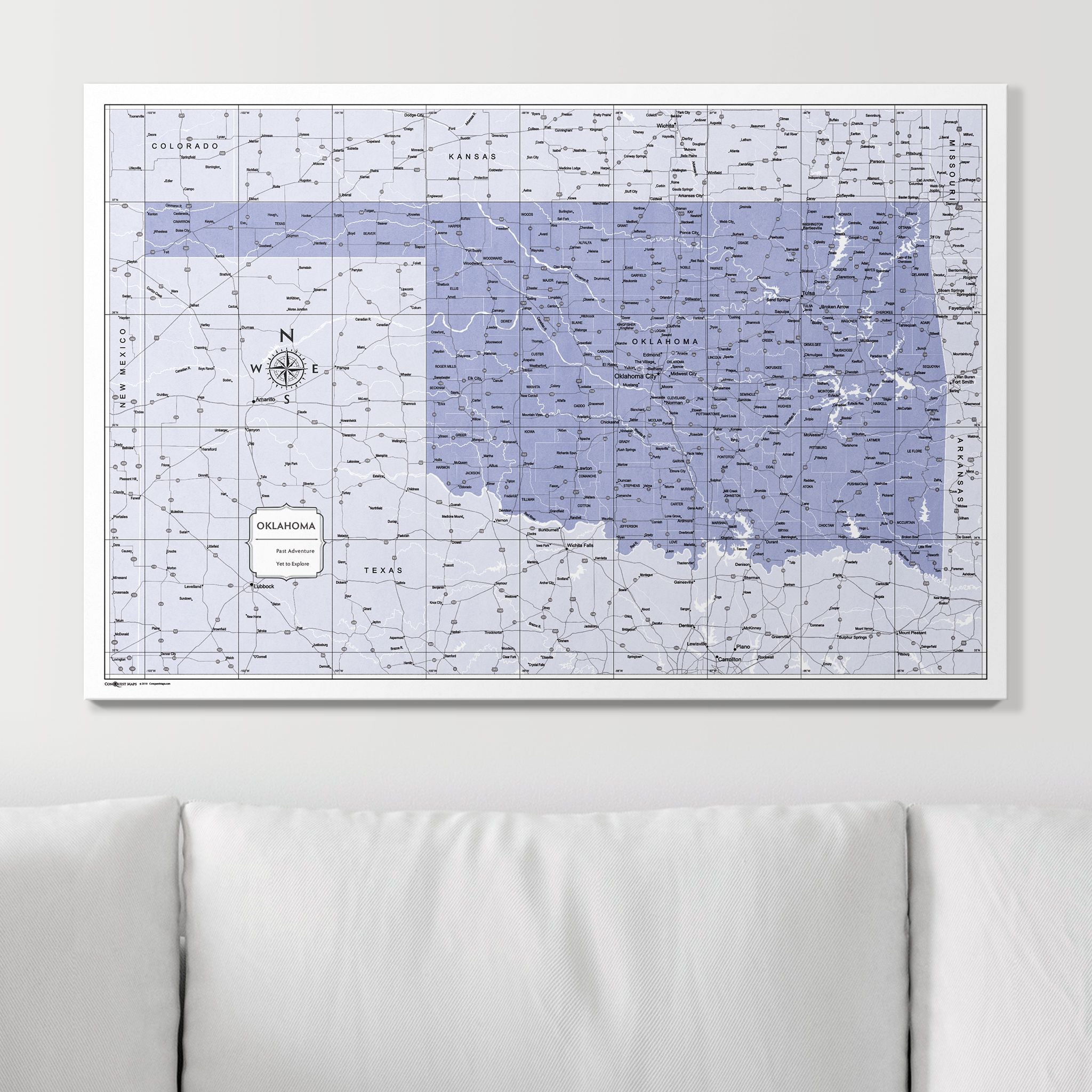 Push Pin Oklahoma Map (Pin Board) - Purple Color Splash CM Pin Board