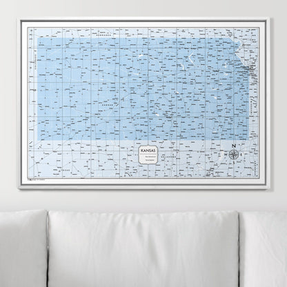 Push Pin Kansas Map (Pin Board) - Light Blue Color Splash CM Pin Board