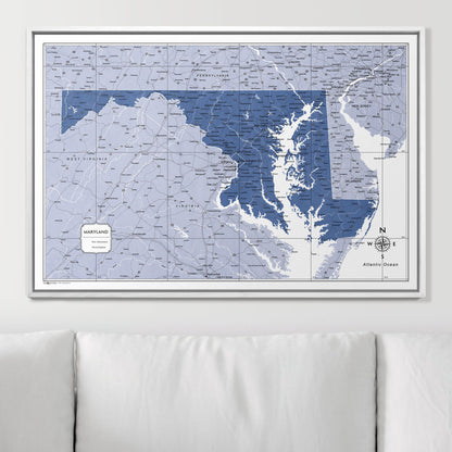 Push Pin Maryland Map (Pin Board) - Navy Color Splash CM Pin Board