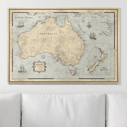 Push Pin Australia Map (Pin Board) - Rustic Vintage CM Pin Board