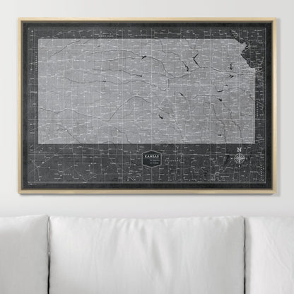 Push Pin Kansas Map (Pin Board) - Modern Slate CM Pin Board