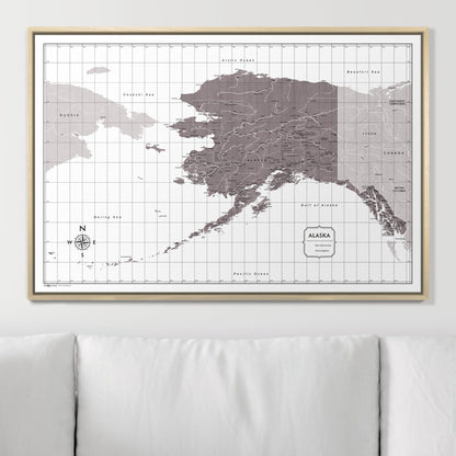 Push Pin Alaska Map (Pin Board) - Dark Brown Color Splash CM Pin Board