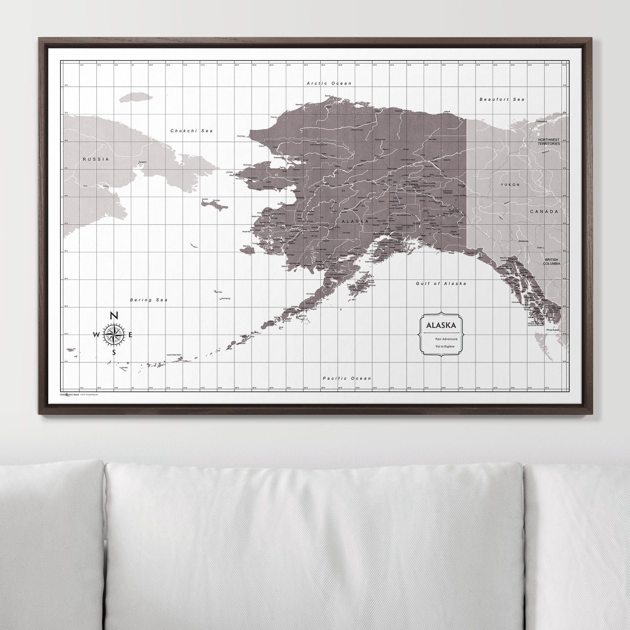 Push Pin Alaska Map (Pin Board) - Dark Brown Color Splash CM Pin Board