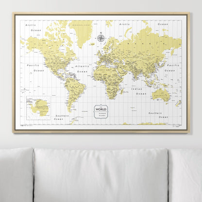 Push Pin World Map (Pin Board) - Yellow Color Splash CM Pin Board