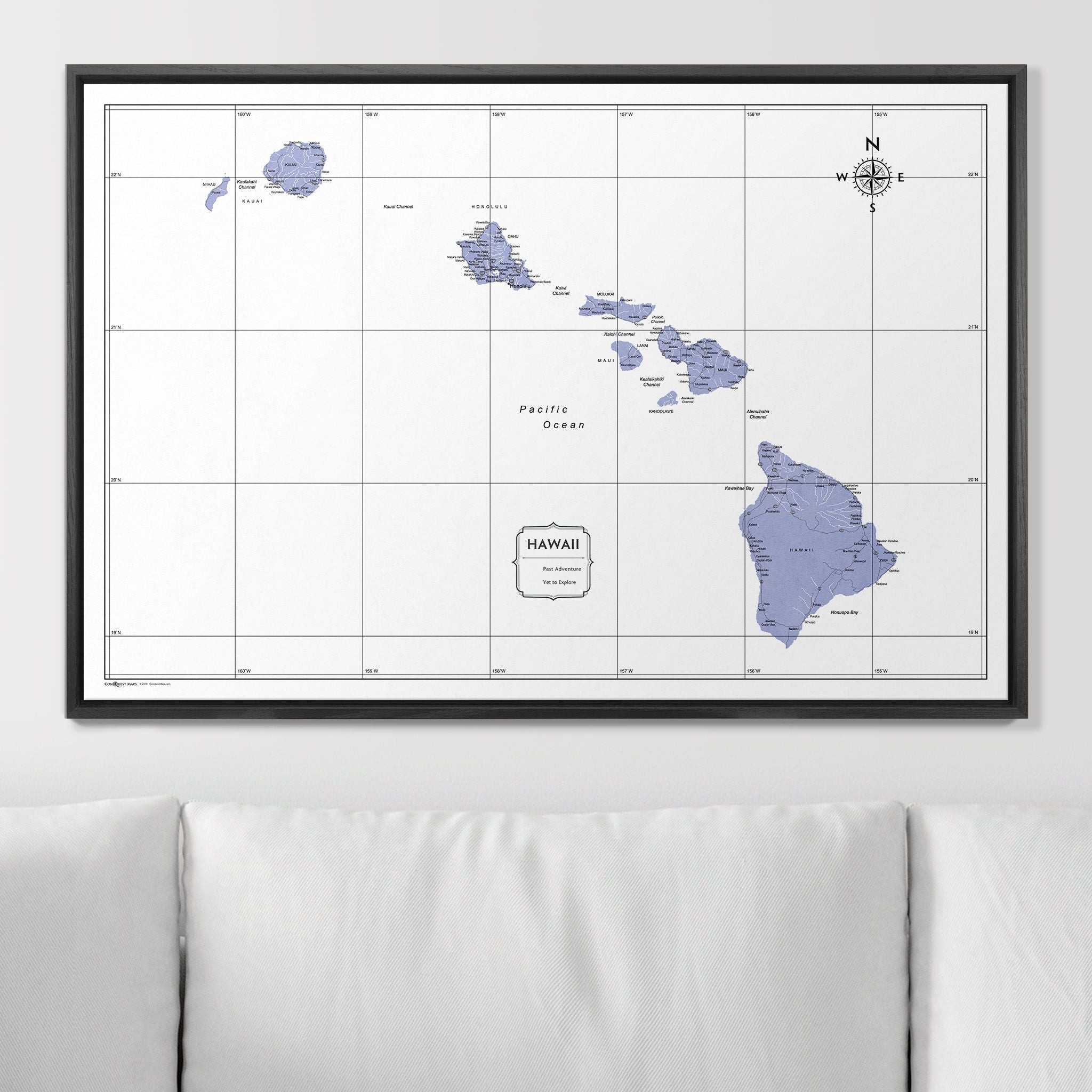 Push Pin Hawaii Map (Pin Board) - Purple Color Splash CM Pin Board