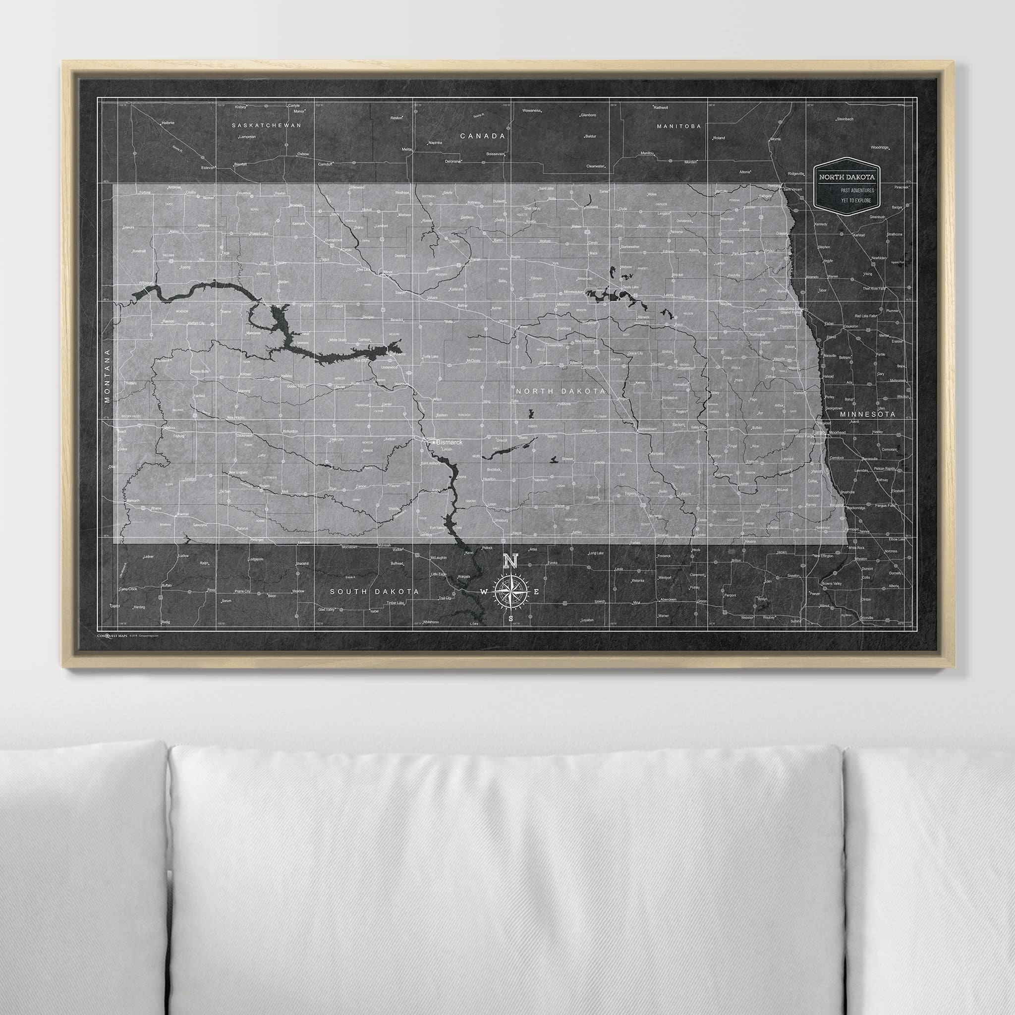 Push Pin North Dakota Map (Pin Board) - Modern Slate CM Pin Board