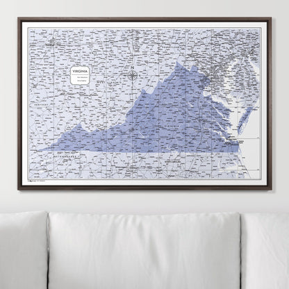 Push Pin Virginia Map (Pin Board) - Purple Color Splash CM Pin Board