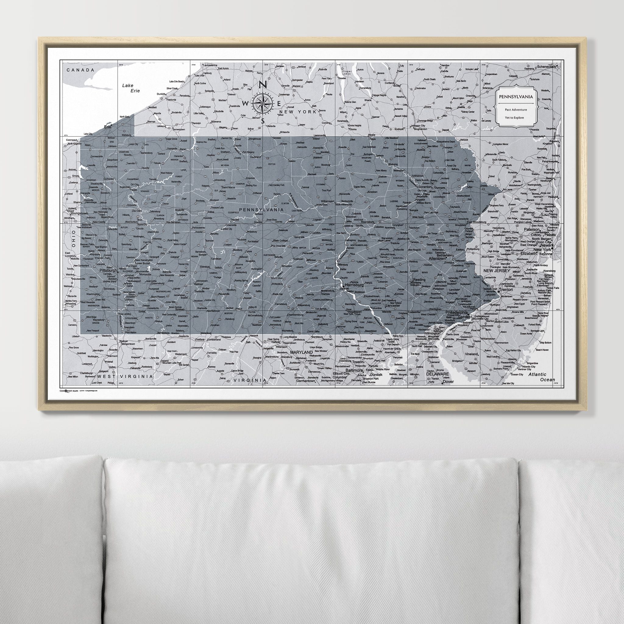 Push Pin Pennsylvania Map (Pin Board) - Dark Gray Color Splash CM Pin Board