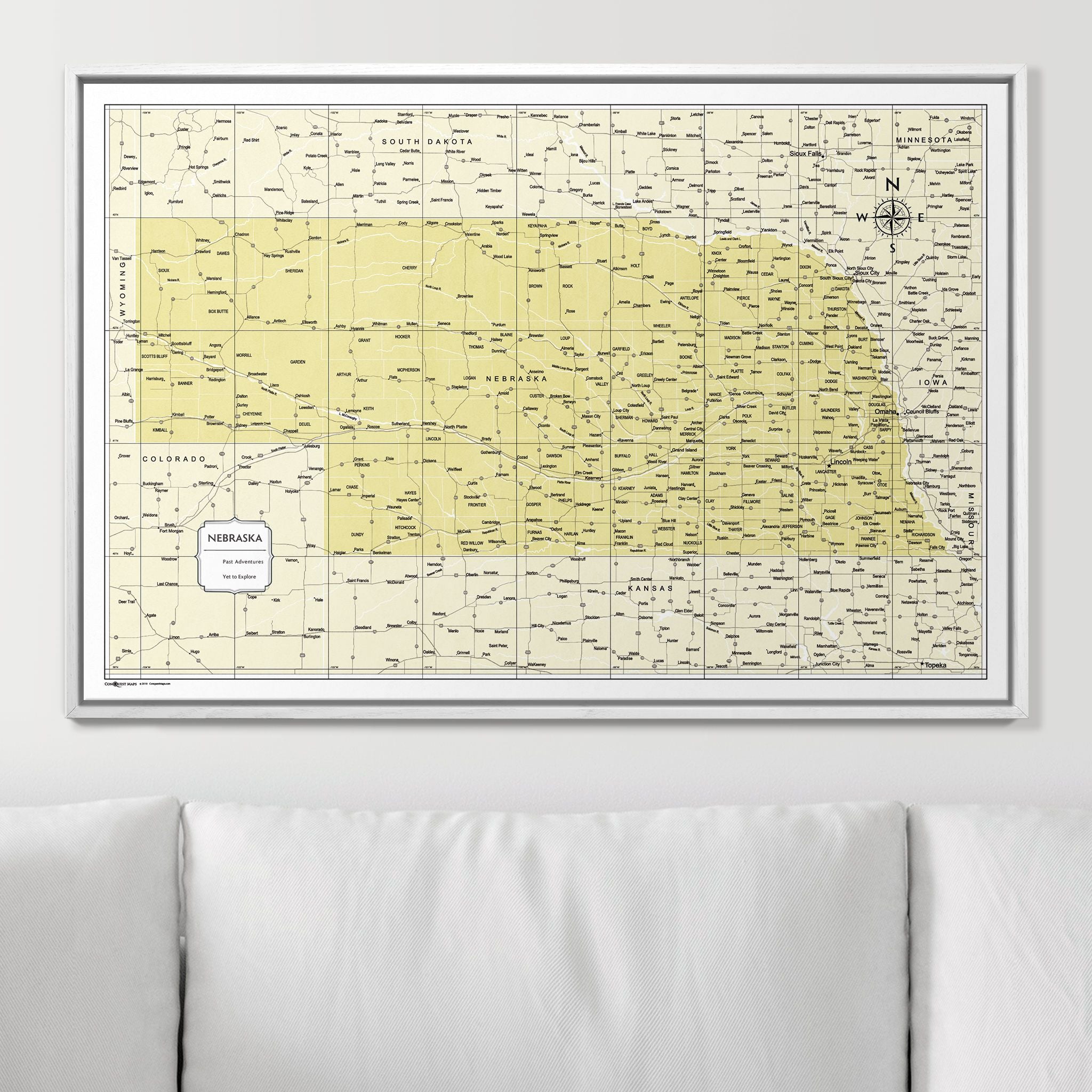 Push Pin Nebraska Map (Pin Board) - Yellow Color Splash CM Pin Board