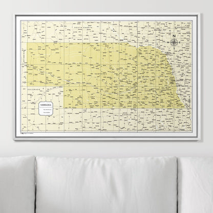 Push Pin Nebraska Map (Pin Board) - Yellow Color Splash CM Pin Board