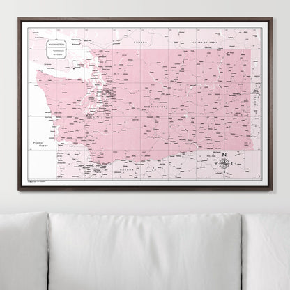 Push Pin Washington Map (Pin Board) - Pink Color Splash CM Pin Board