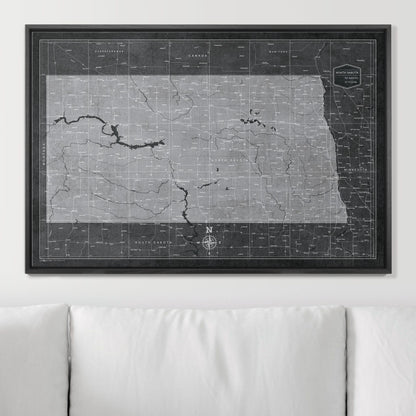 Push Pin North Dakota Map (Pin Board) - Modern Slate CM Pin Board