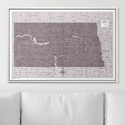 Push Pin North Dakota Map (Pin Board) - Dark Brown Color Splash CM Pin Board