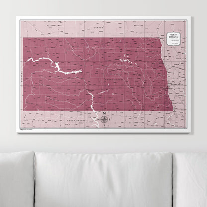 Push Pin North Dakota Map (Pin Board) - Burgundy Color Splash CM Pin Board