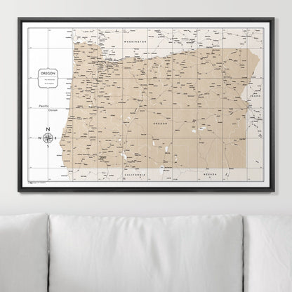 Push Pin Oregon Map (Pin Board) - Light Brown Color Splash CM Pin Board