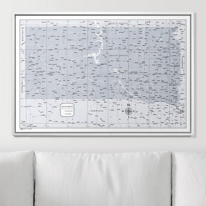 Push Pin South Dakota Map (Pin Board) - Light Gray Color Splash CM Pin Board