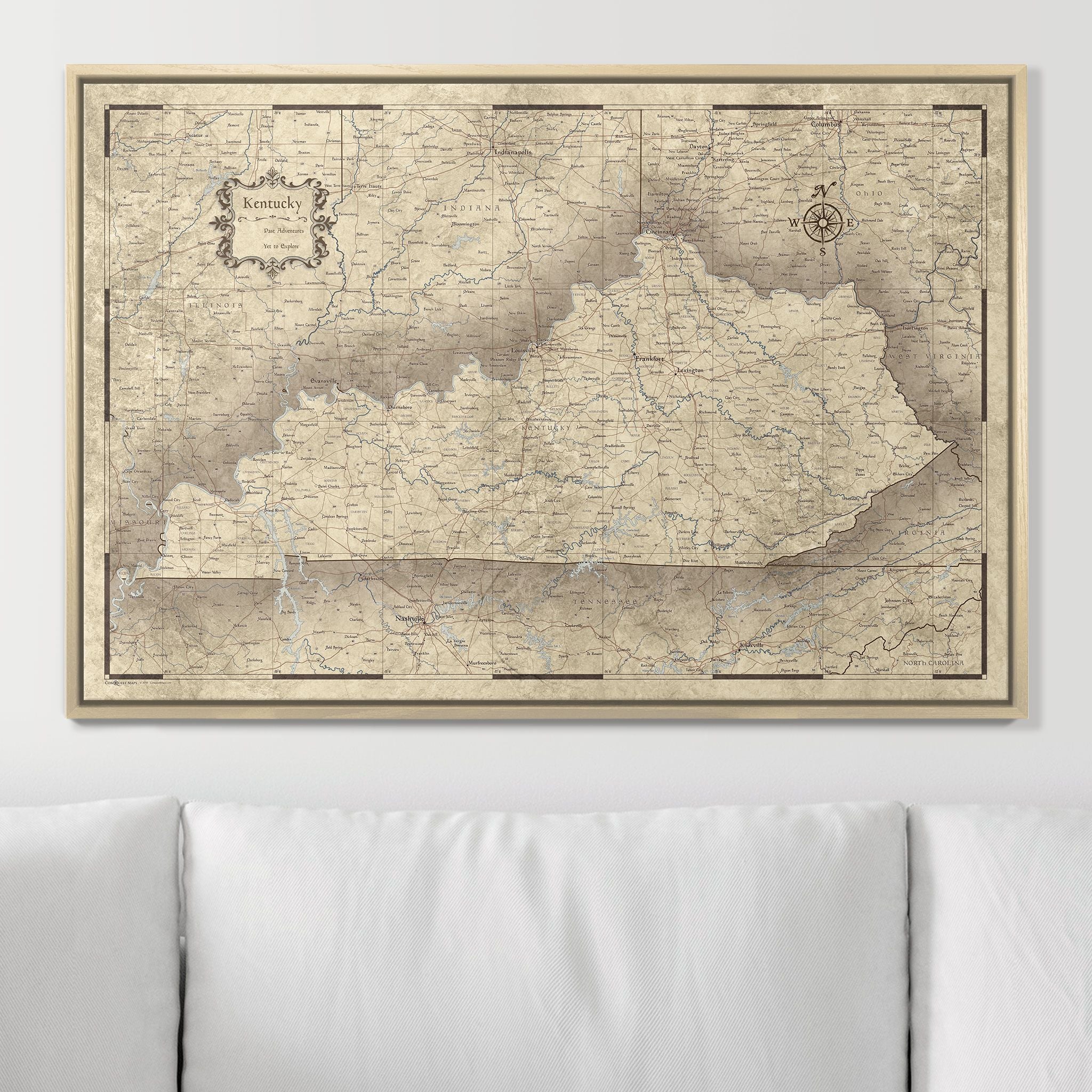 Push Pin Kentucky Map (Pin Board) - Rustic Vintage CM Pin Board