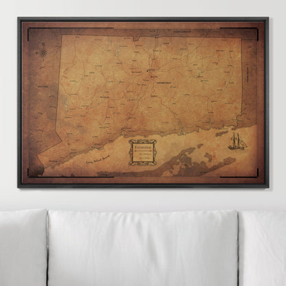 Push Pin Connecticut Map (Pin Board) - Golden Aged CM Pin Board