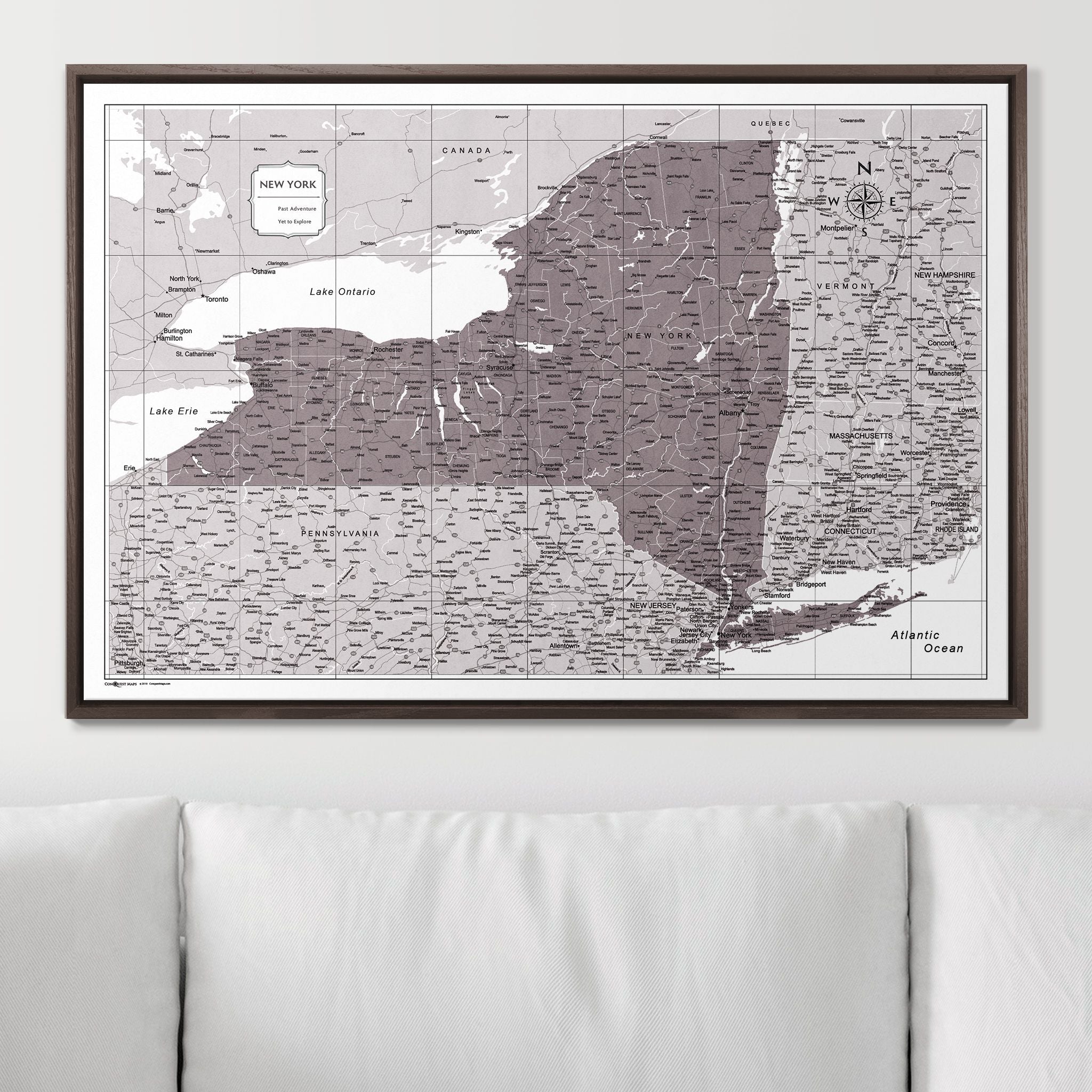 Push Pin New York Map (Pin Board) - Dark Brown Color Splash CM Pin Board