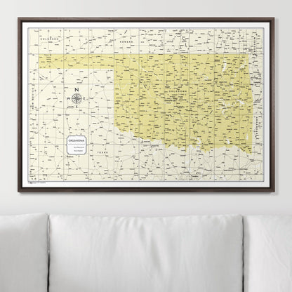 Push Pin Oklahoma Map (Pin Board) - Yellow Color Splash CM Pin Board